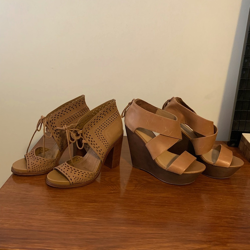 Brown leather heels